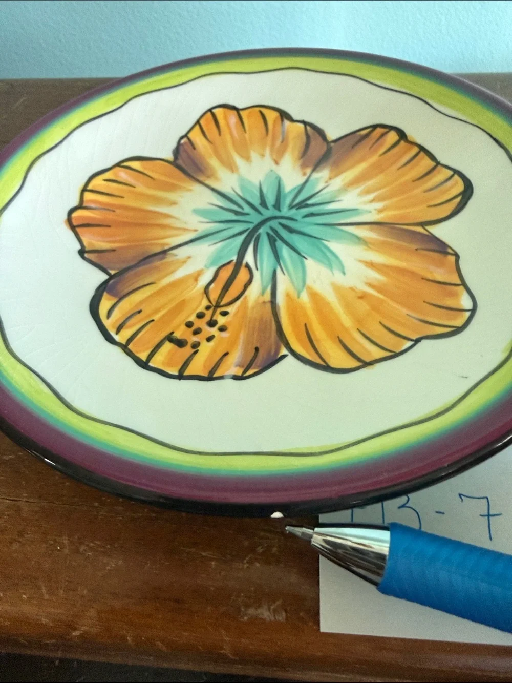 Hibiscus Pattern Appetizer Plate by Clay Art